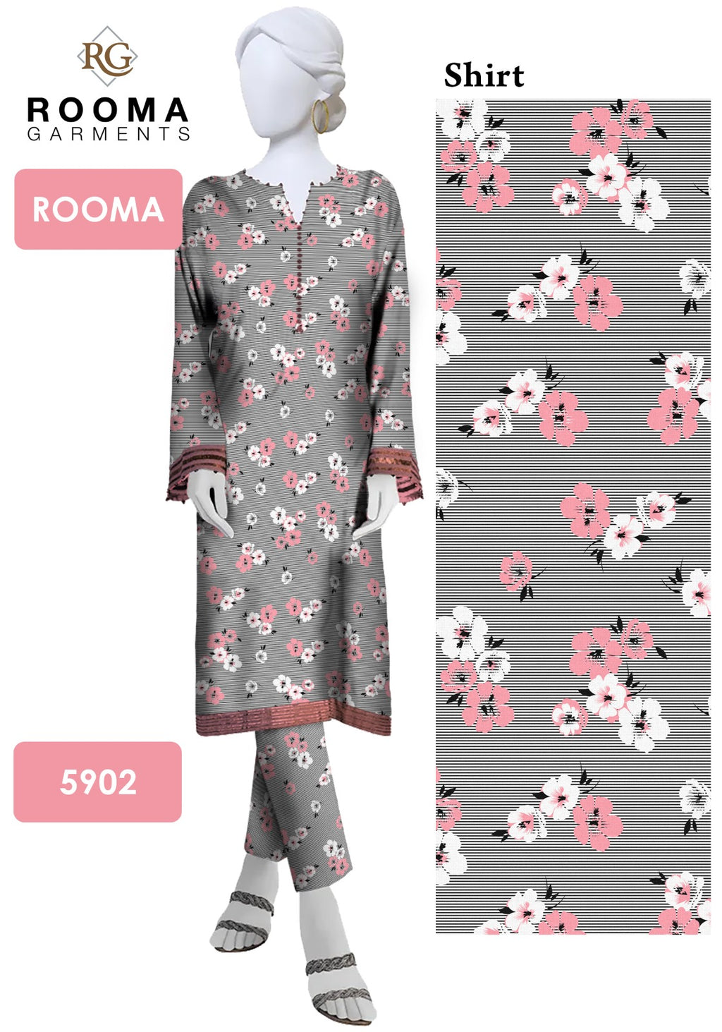 Digital Print 2 Pc Unstitched Pure Cotton Fabric Suit For Womens