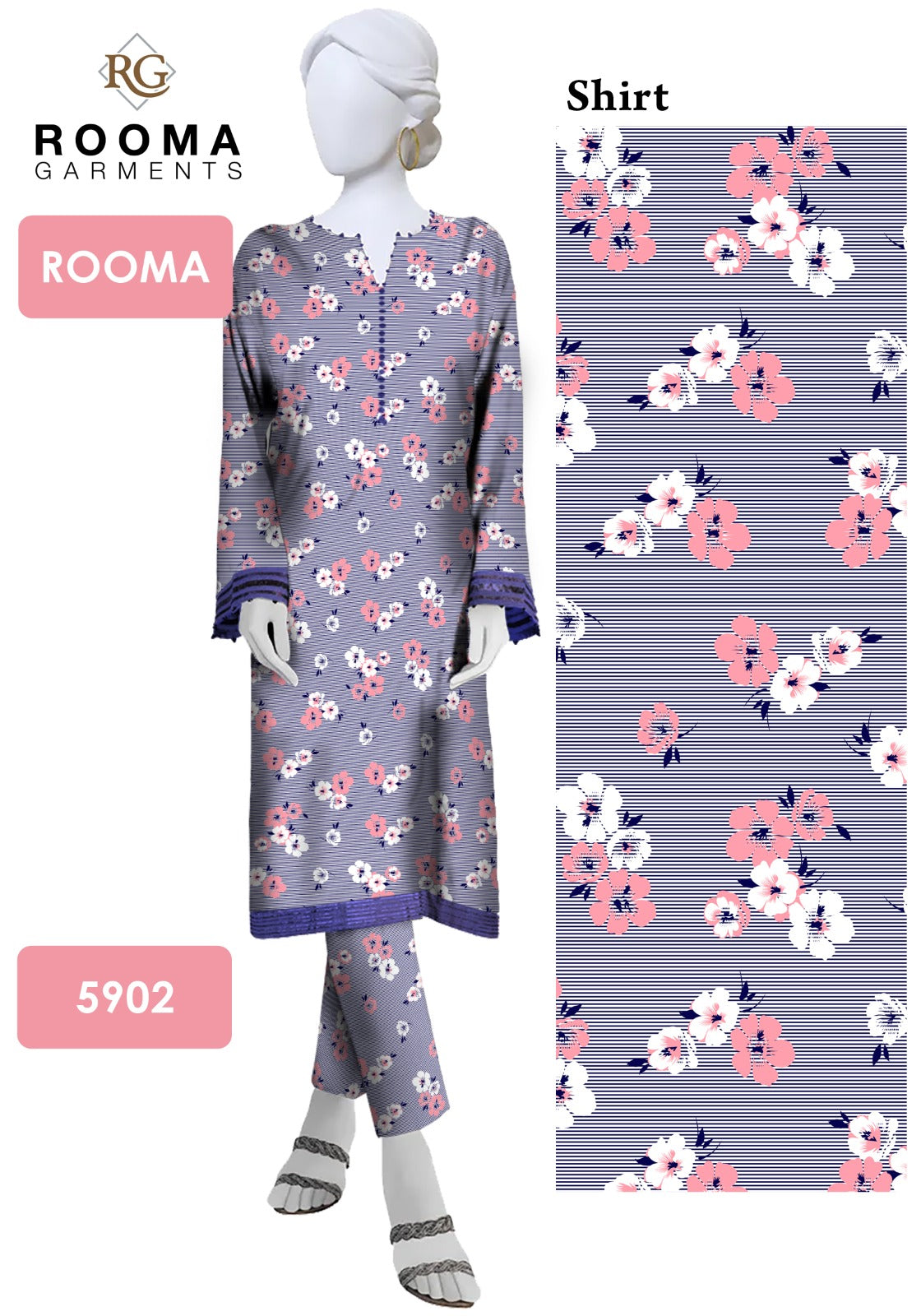 Digital Print 2 Pc Unstitched Pure Cotton Fabric Suit For Womens